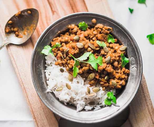 Dhal de lentilles vertes à la courge Dhal de lentilles vertes à la courge