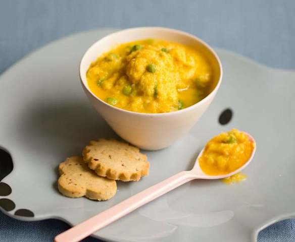 De eerste hap: Zalm met Groenten