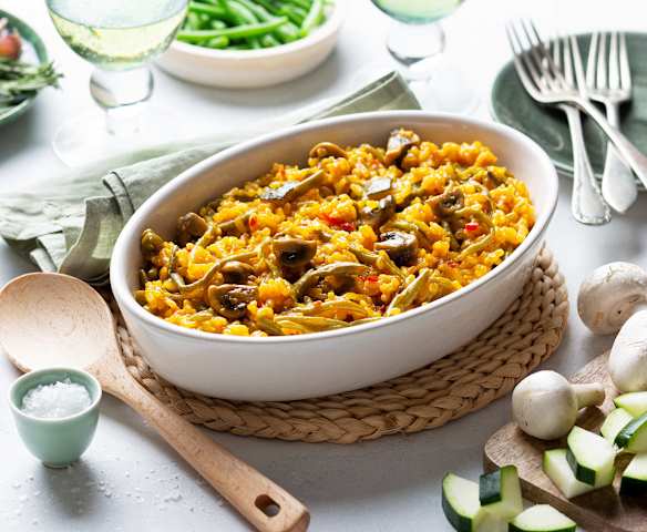 Arroz con verduras en su punto