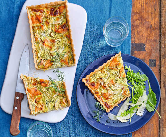 Quiche légère au fenouil, saumon fumé, skyr et aneth