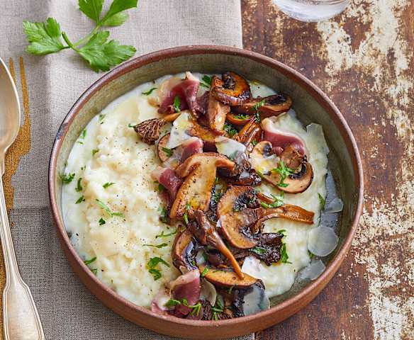 Risotto aux champignons et magret fumé