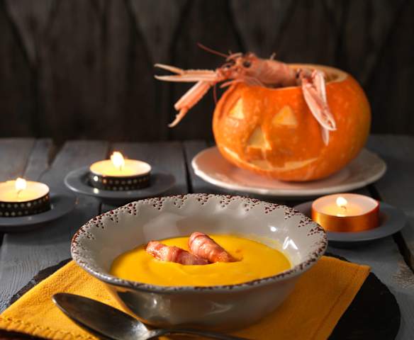 Vellutata di zucca e scampi