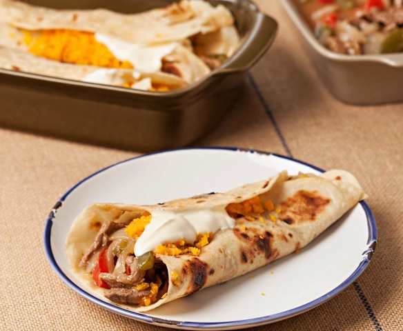 Tortillas de trigo y fajitas de ternera