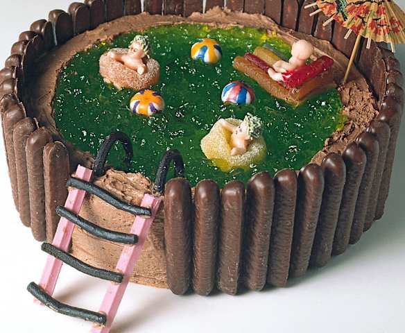Swimming pool celebration cake