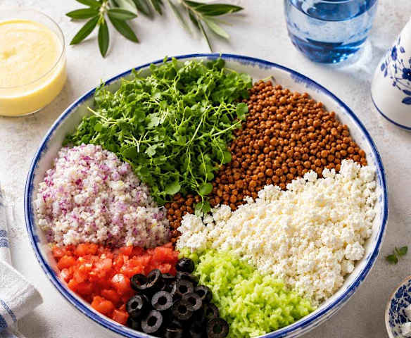 Ensalada de lentejas al estilo griego