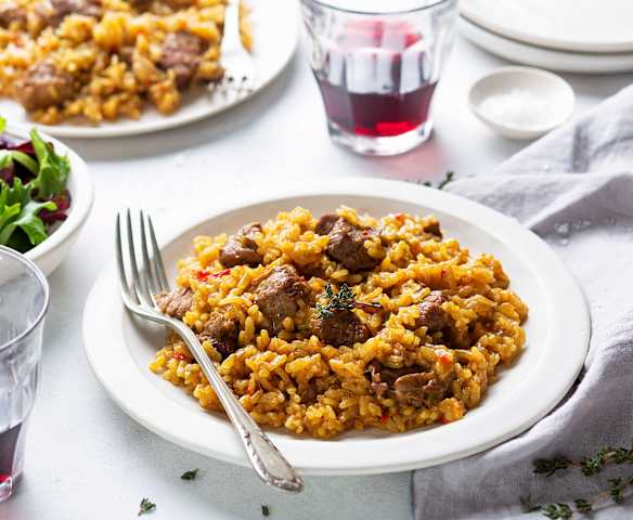 Arroz en su punto con ternera