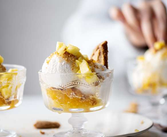 Ijs van Kokos met Ananascoulis en Gemberkoekjes Ijs van Kokos met Ananascoulis en Gemberkoekjes