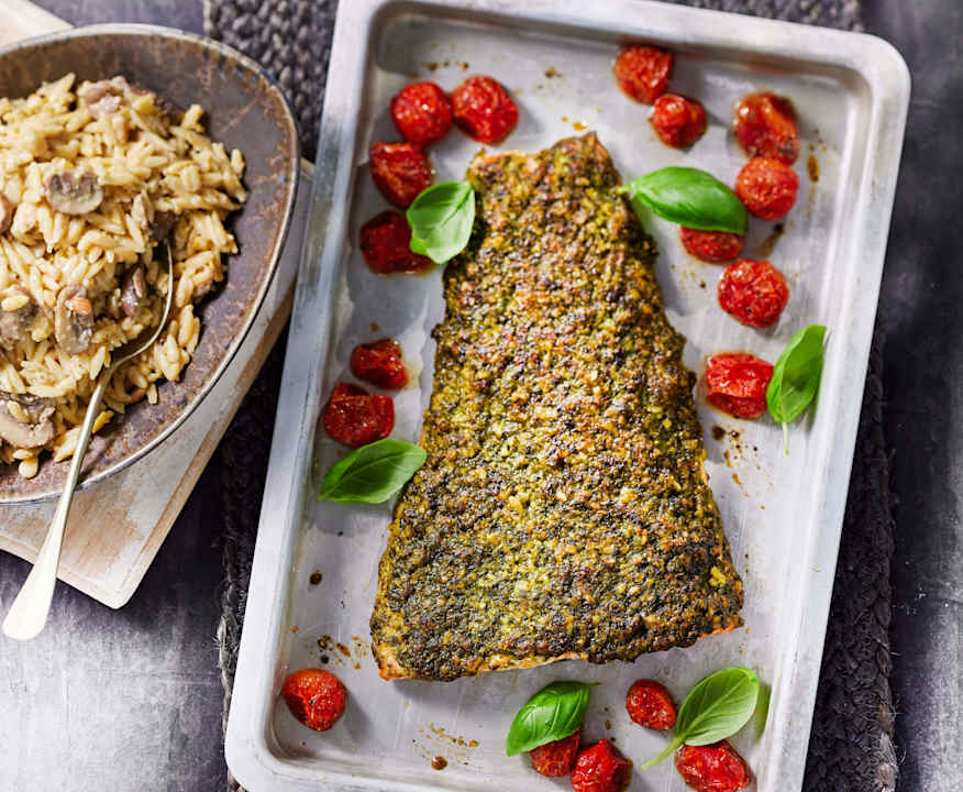 Gegrillter Pesto-Lachs mit Pilz-Risoni - Cookidoo® – platform resep ...