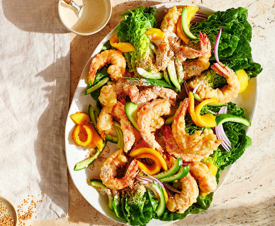 Prawn tempura with mango salad & spicy chilli dressing - Cookidoo