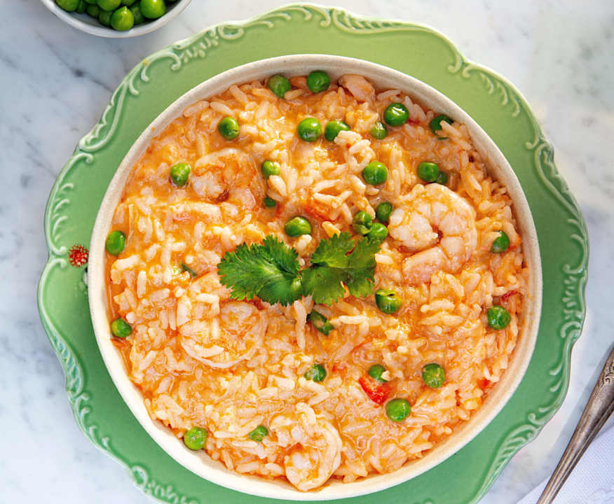 Arroz caldoso con leche de coco y camarones-image