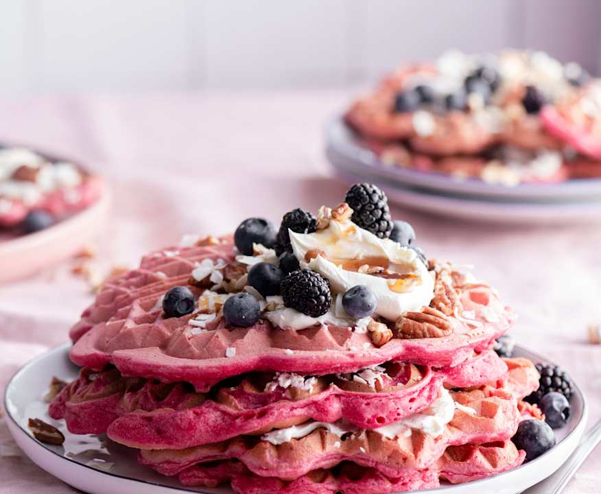 Pink Waffles with Fruit - Cookidoo® – Thermomix® 官方食譜平台