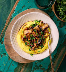 Balsamico-Pilze auf Safran-Püree