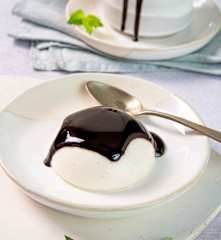 Cupole di panna cotta e salsa al cioccolato (vegan)