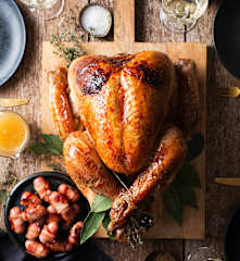 Roast Turkey with Creamy Pancetta, Lemon and Herb Stuffing