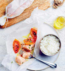 Papillotes de saumon et tomates