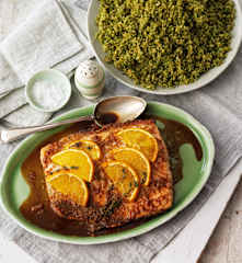 Orangen-Lachs mit Brokkoli-Couscous