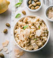 Risotto parmesan, olive et zeste de citron