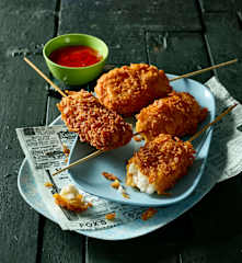 Crispy Halloumi Corn Dogs