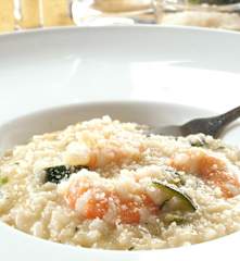 Risotto with zucchini and prawns