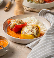Stuffed Peppers with Rice and Tomato Sauce