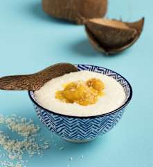 Kokosmilchreis mit gebratenen Bananen