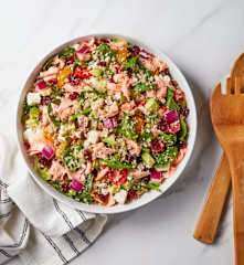 Salmon, Quinoa, Feta and Vegetable Salad