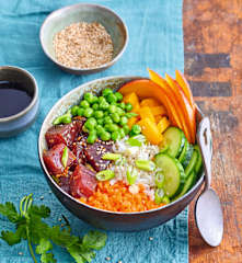 Poke bowl thon, mangue et riz basmati complet