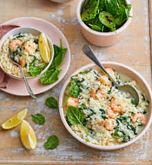Risotto aux épinards, crevettes et citron