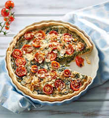 Quiche de espinacas y tomates cherry