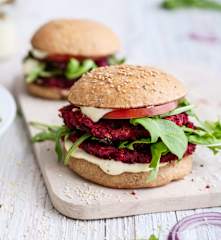Beetroot and Caramelised Onion Burger