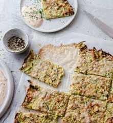 Courgette Sticks with Parmesan and Spiced Yoghurt Sauce (TM5)