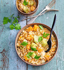 Risotto de petit épeautre au poulet et au butternut