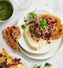 Hummus board with shredded lamb (Diabetes)