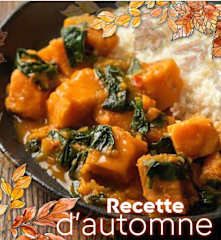Curry de patate douce et d’épinards, riz de chou-fleur et panais