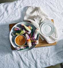 Use-it-up rainbow rice paper rolls