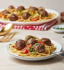 Spaghetti with Beef and Olive Meatballs