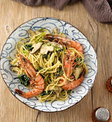 青醬鮮蝦義大利麵