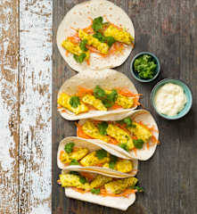 Fish tacos with Kewpie mayonnaise