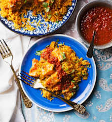 Lachs-Kabsa (كبسة سمك السلمون)