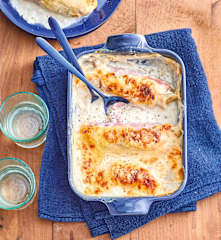 Endives au jambon gratinées, béchamel à la farine de sarrasin