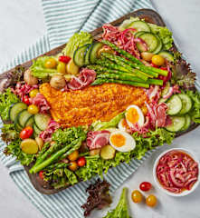 Salmon Salad Board with Lemon Pickled Onions