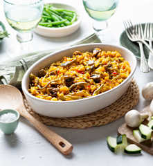 Arroz con verduras en su punto