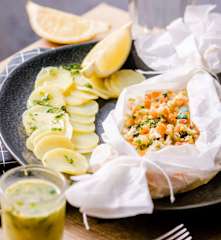 Papillote de turbot aux petits légumes