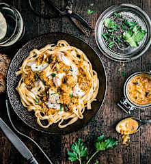 Tagliolini au cabillaud et au combava