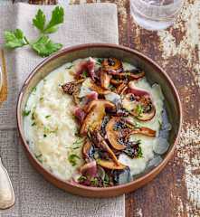 Risotto aux champignons et magret fumé