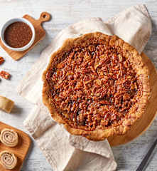 Bourbon Pecan Pie with Cinnamon Roll Crust