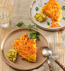 Rösti dell’Argovia con crema di formaggio alla carota