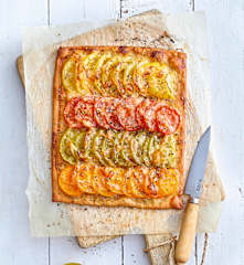Tarte à la tomate, pâte à la farine de pois chiches
