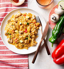 Arroz cremoso de pollo y verduras