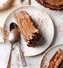 Tarta de crêpes de chocolate